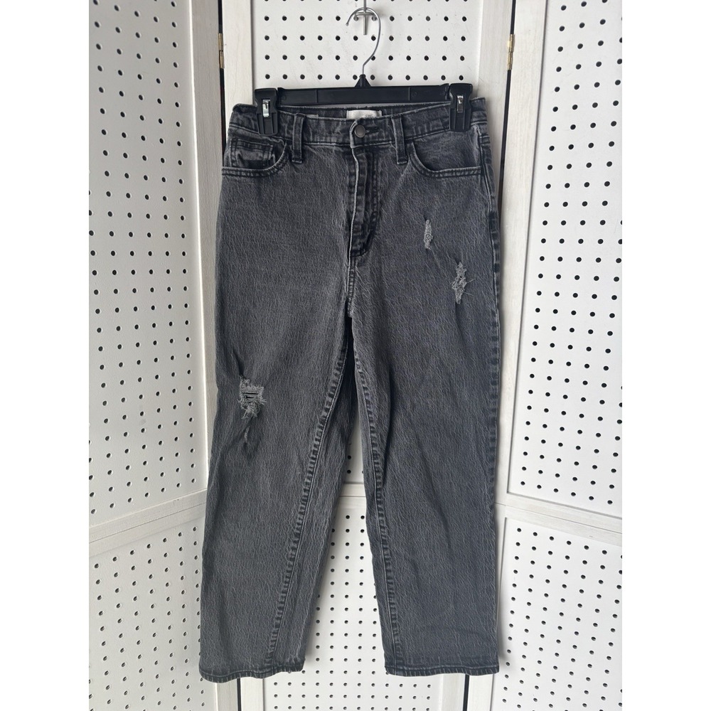 Universal Thread Vintage Straight‎ Women's 6/28R Acid Wash Rip Black Denim Jeans
